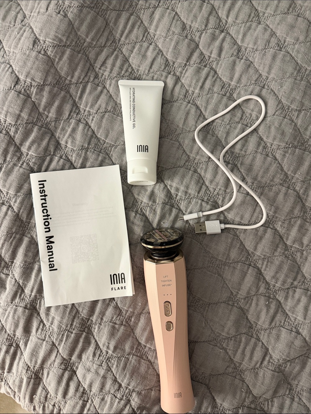 Inia Flare Pink Facial Lift & Tighten Device with Gel